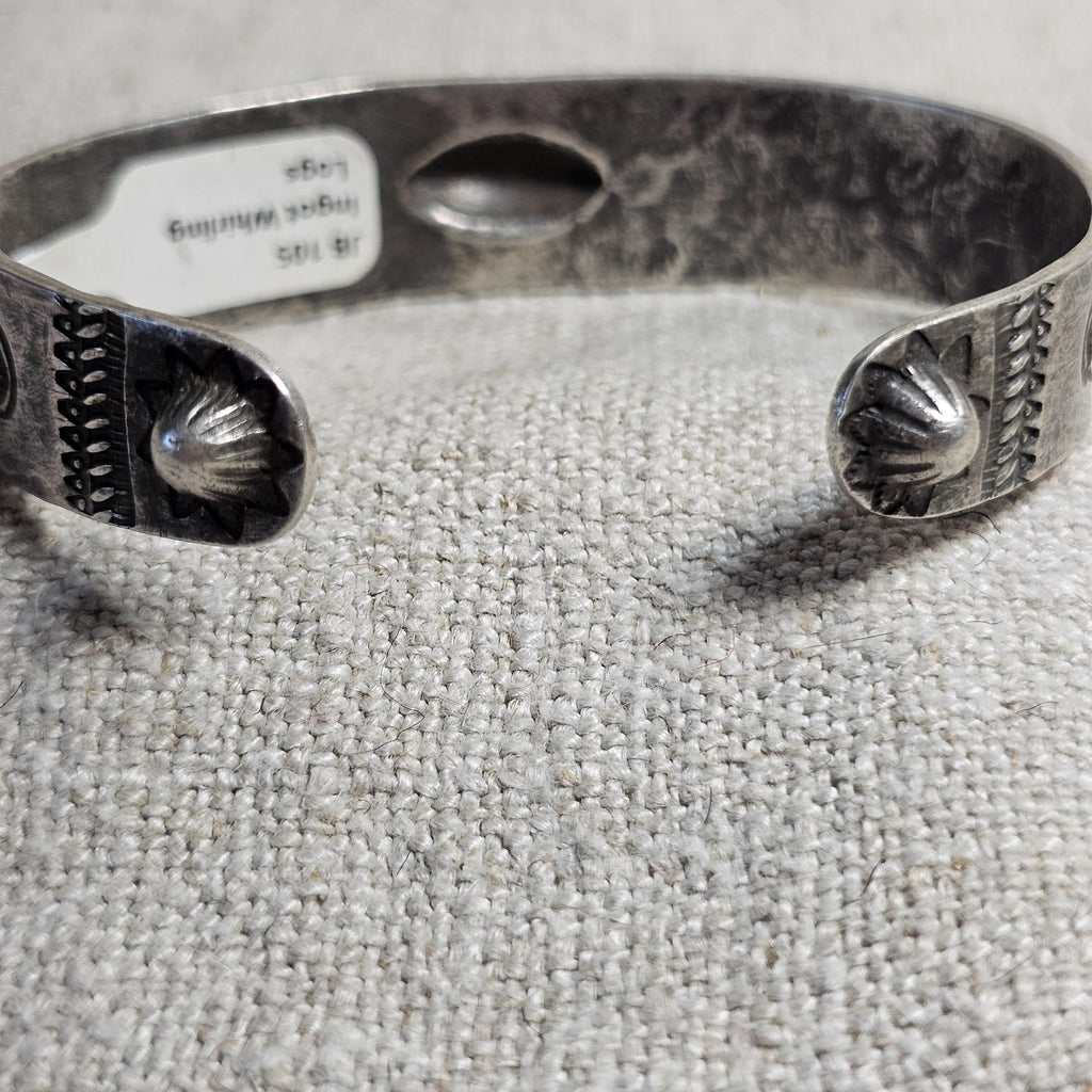1920s Coin Silver Whirling Log Cuff  7" wrist  JB 105