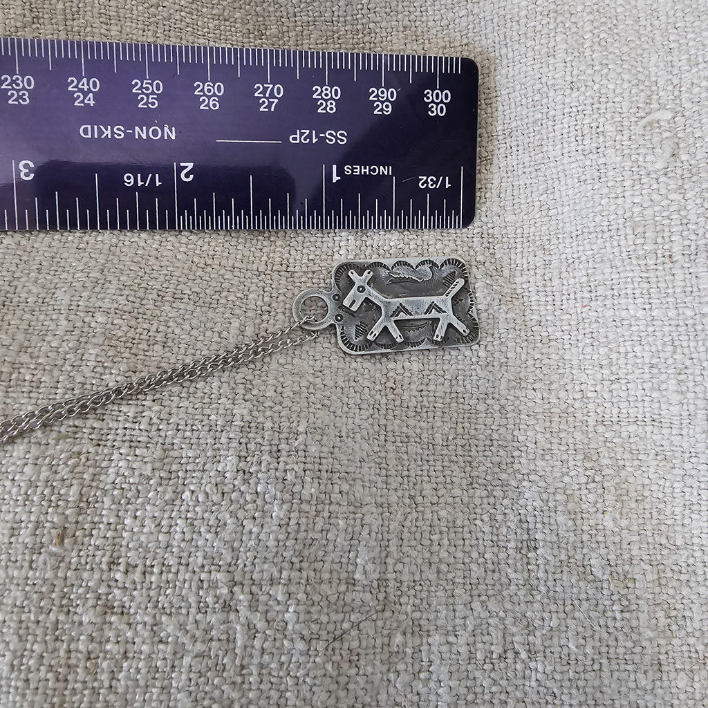 1930s Silver Donkey Tab Necklace Vintage Old Pawn JN 822