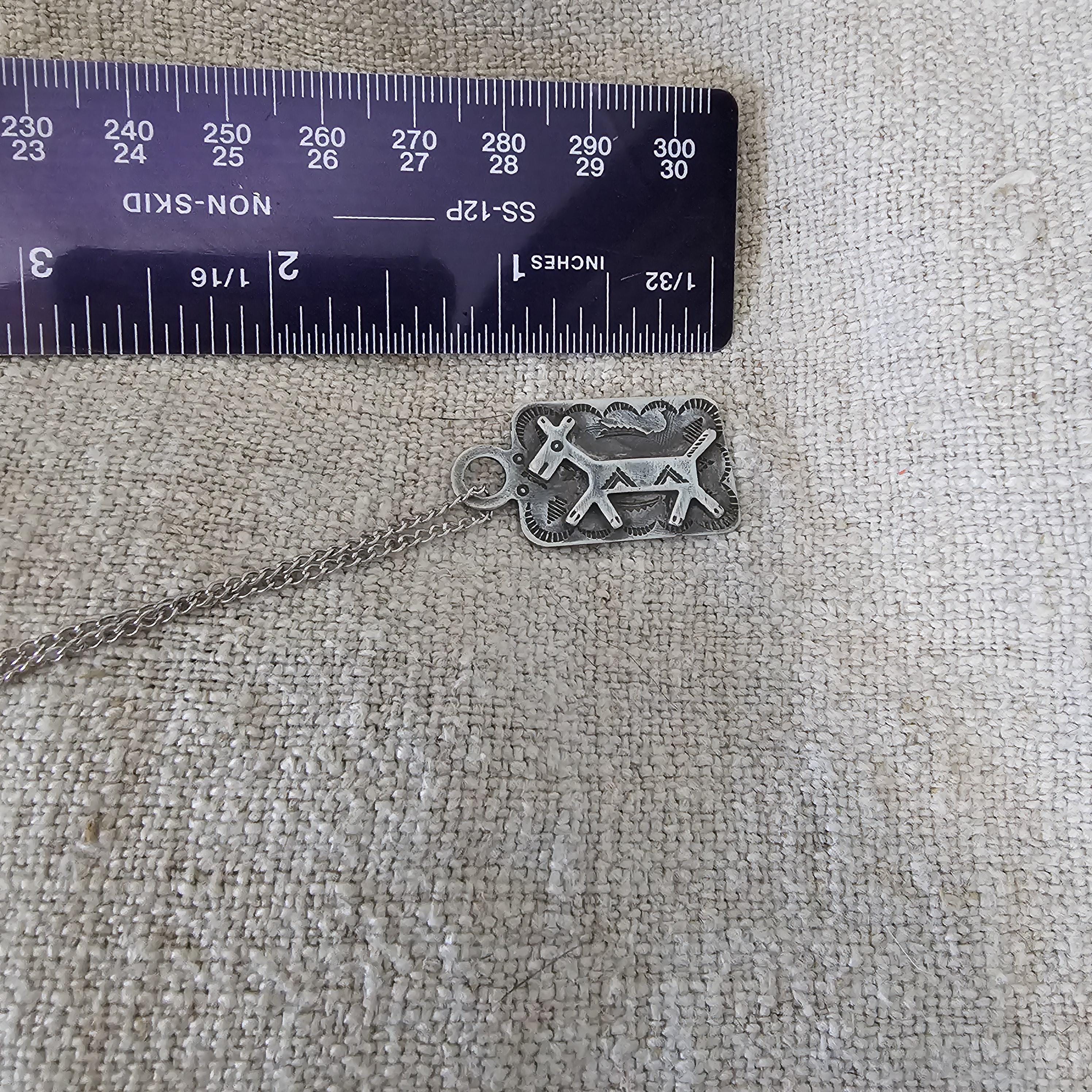 1930s Silver Donkey Tab Necklace Vintage Old Pawn JN 822
