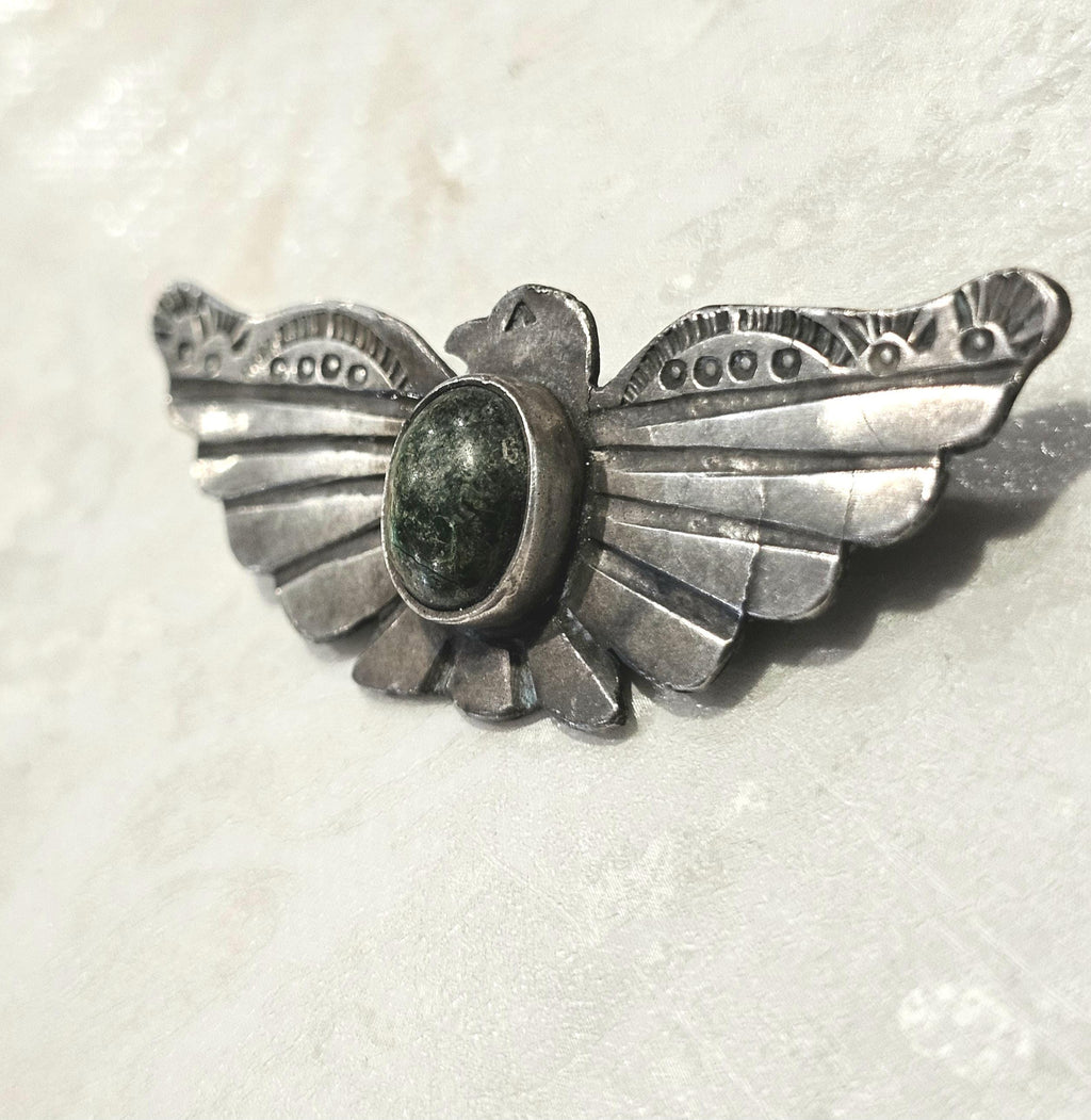 1930s Thunderbird Pin Cerillos Turquoise Native Old Pawn # JP 191