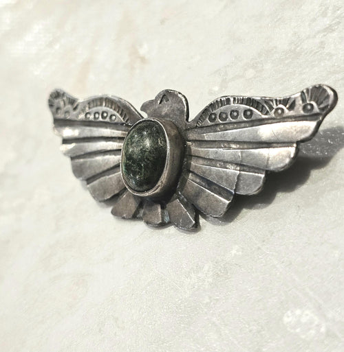 1930s Thunderbird Pin Cerillos Turquoise Native Old Pawn # JP 191