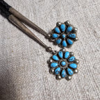 1950s Lady Size Zuni Cluster Blue Turquoise Vintage Sterling Bolo  # JBO 163