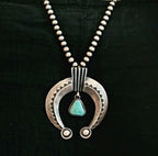 Tufa Cast Silver Naja w/ Turquoise Vintage Silver Navajo Pearls Old Pawn JN 730