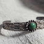1940s Green Turquoise Harvey Era Native Sterling Old Pawn fits 6 1/2" wrist. JB 252