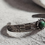 1940s Green Turquoise Harvey Era Native Sterling Old Pawn fits 6 1/2" wrist. JB 252