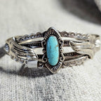 1940s Blue Turquoise Harvey Era Native Sterling Old Pawn cufffits 6 1/2" wrist. JB 243