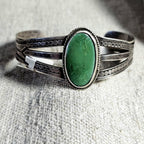 1930s Green Turquoise Harvey Era Sterling Native  Vintage Cuff JB 246 6 3/4" wrist