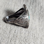 Rustic Blue Turquoise Vintage Sterling Ring Size 12 1/2 Old Pawn JR 381