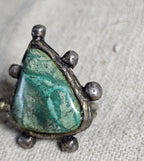 Quirky '60s Turquoise Sterling Man Ring Size 10 3/4 Old Pawn JR 475