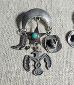 Fabulous Cowgirl Vintage Silver & Turquoise Earrings # JE 648