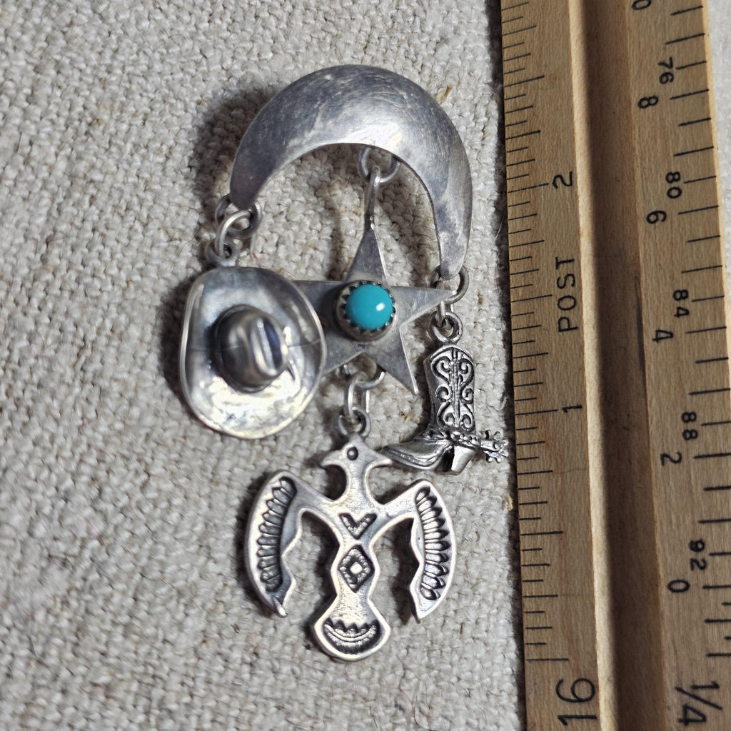 Fabulous Cowgirl Vintage Silver & Turquoise Earrings # JE 648
