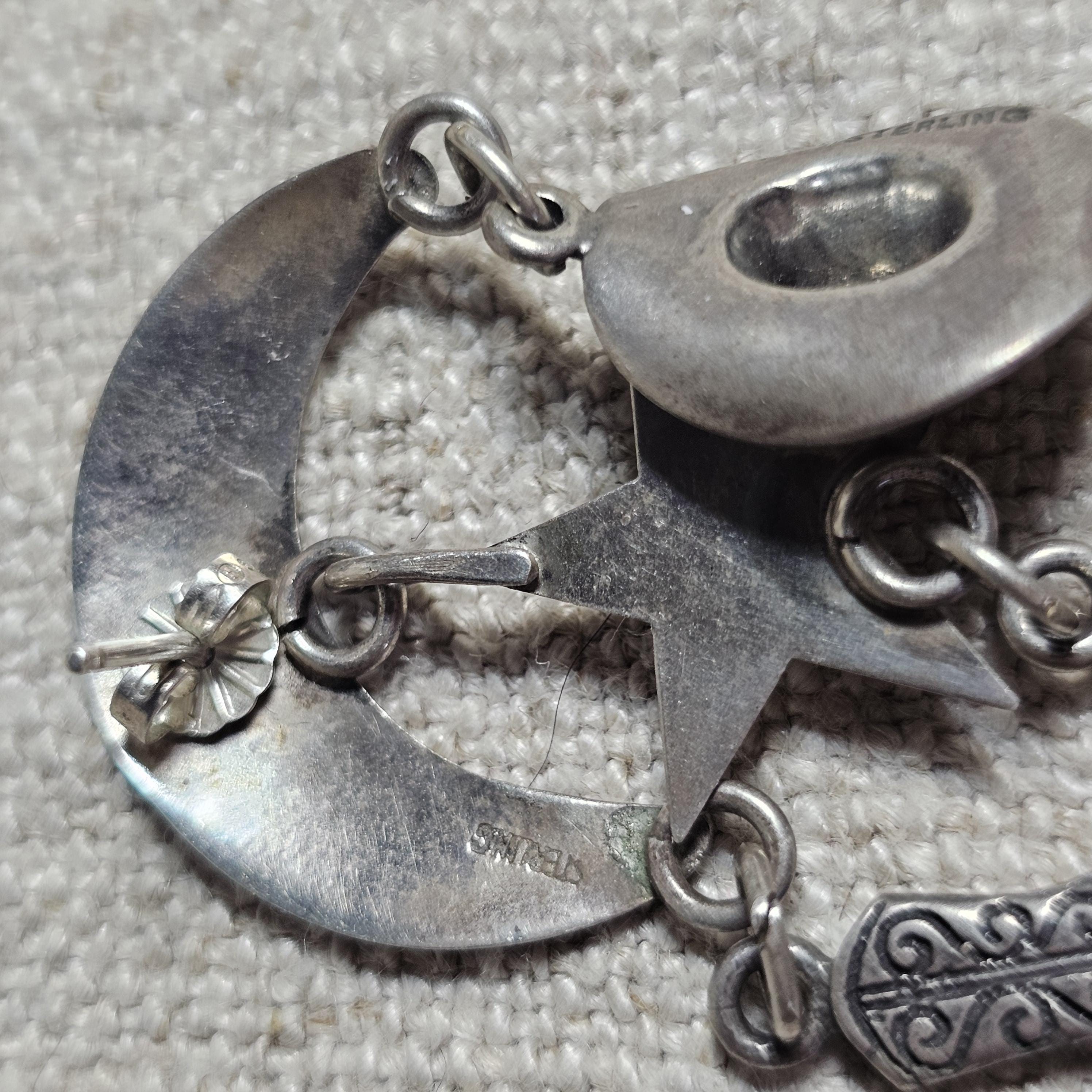 Fabulous Cowgirl Vintage Silver & Turquoise Earrings # JE 648