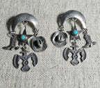 Fabulous Cowgirl Vintage Silver & Turquoise Earrings # JE 648