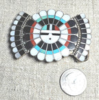 Sunface Zuni Inlay Signed Turquoise Vintage Buckle  Old Pawn JK 215