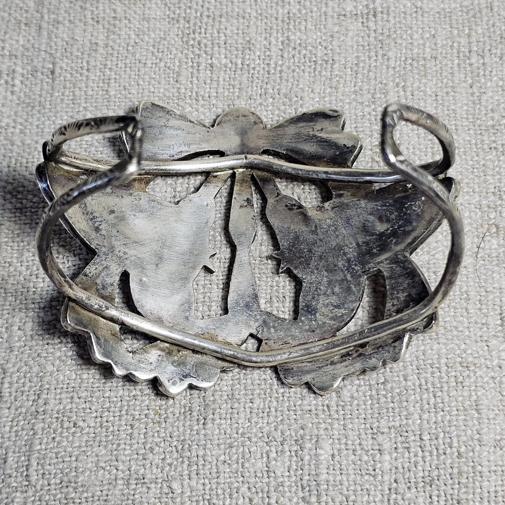 Humming Birds Zuni Inlay Sterling Silver Cuff Bracelet 6 3/4" wrist JB 316