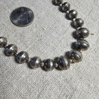 20" Interesting Strand of Graduated Vintage Navajo Pearls Old Pawn Sterling. JN 817