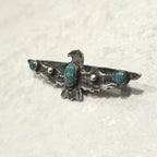 1930s Thunderbird Pin 3 Blue Turquoise Stones Native Old Pawn # JP 185