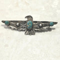 1930s Thunderbird Pin 3 Blue Turquoise Stones Native Old Pawn # JP 185