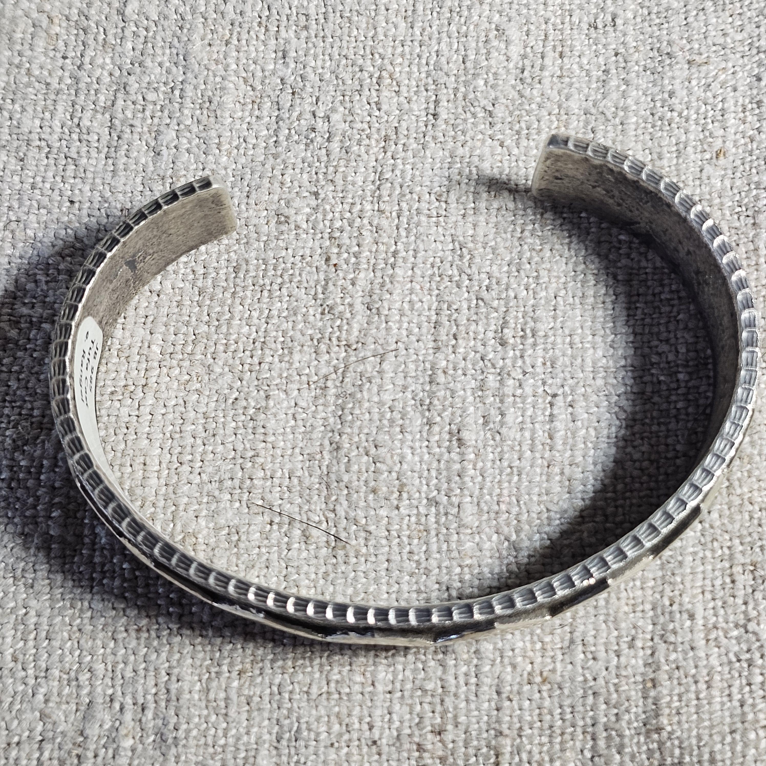 Tufa Cast Signed Vintage Native Sterling Old Pawn fits 7 3/4" wrist. JB 985