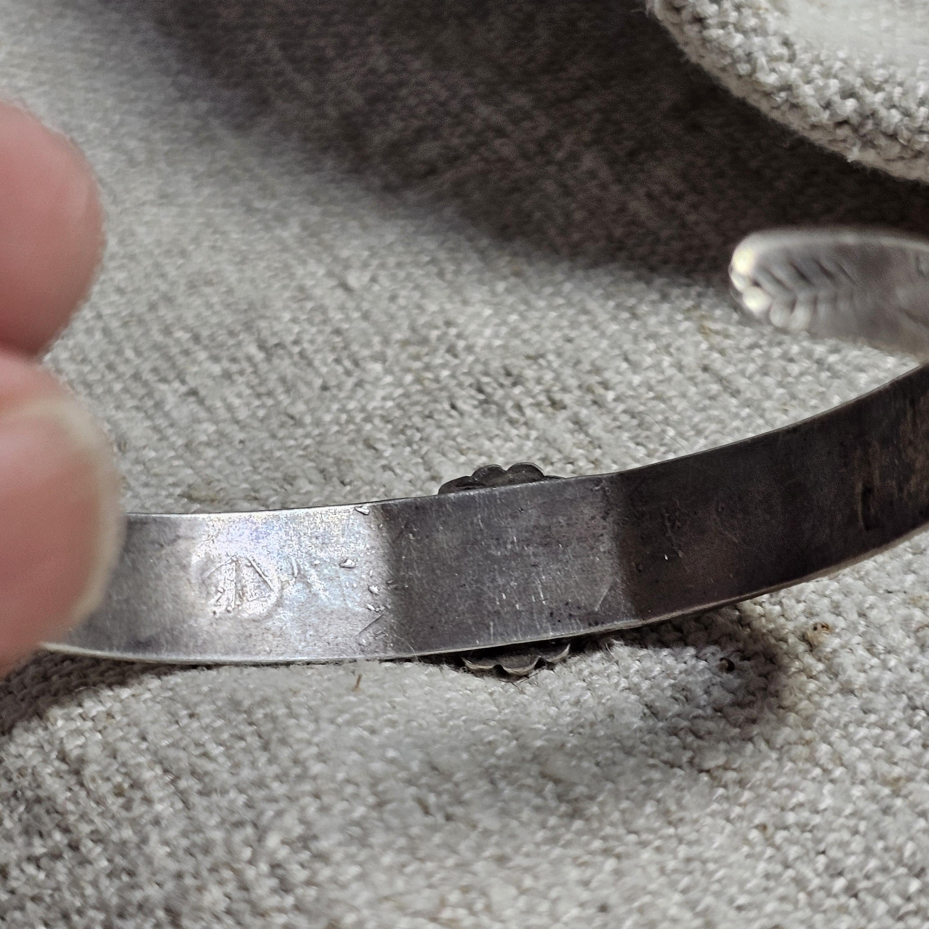 1940s Green Turquoise Harvey Era Native Sterling Old Pawn fits 6 1/2" wrist. JB 252
