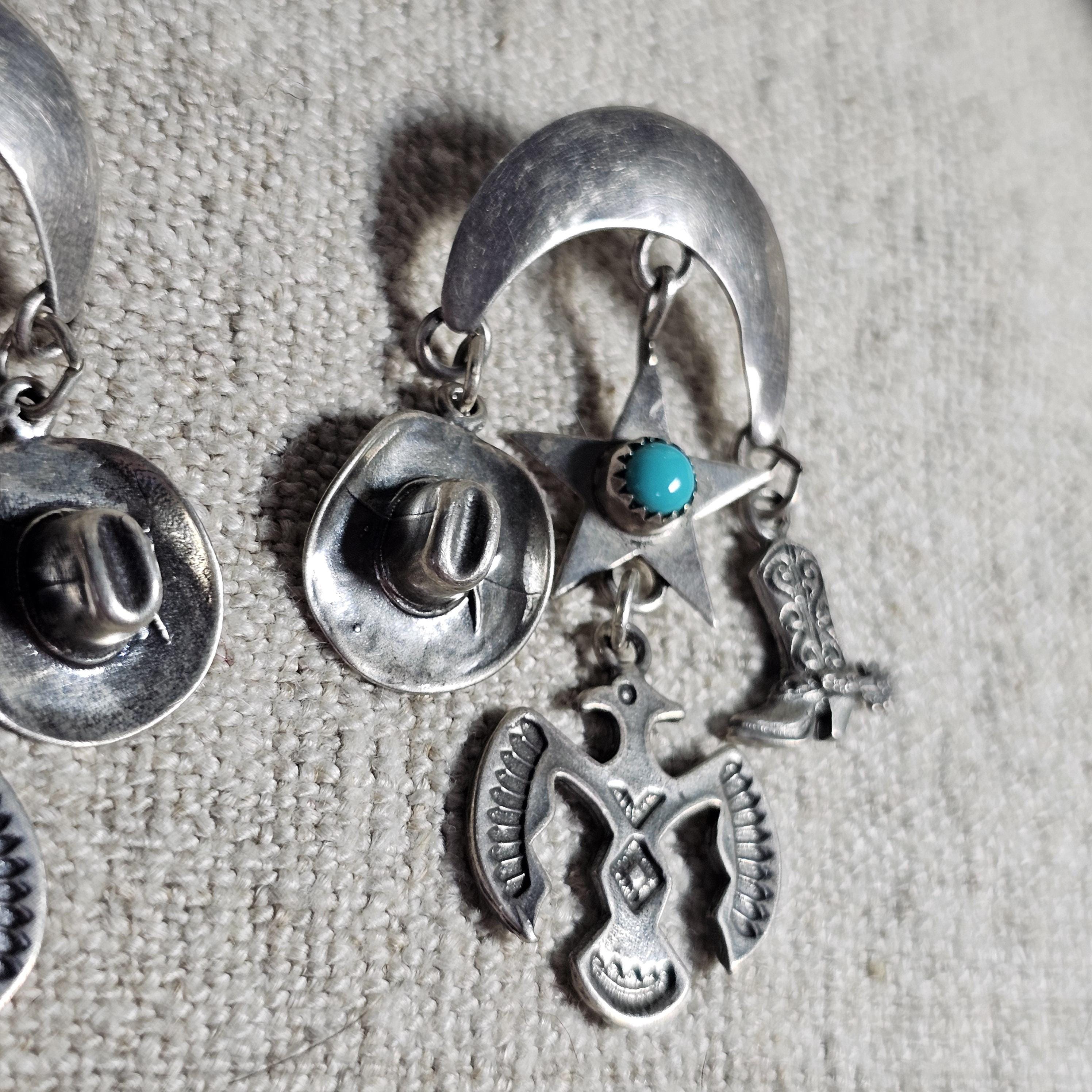 Fabulous Cowgirl Vintage Silver & Turquoise Earrings # JE 648