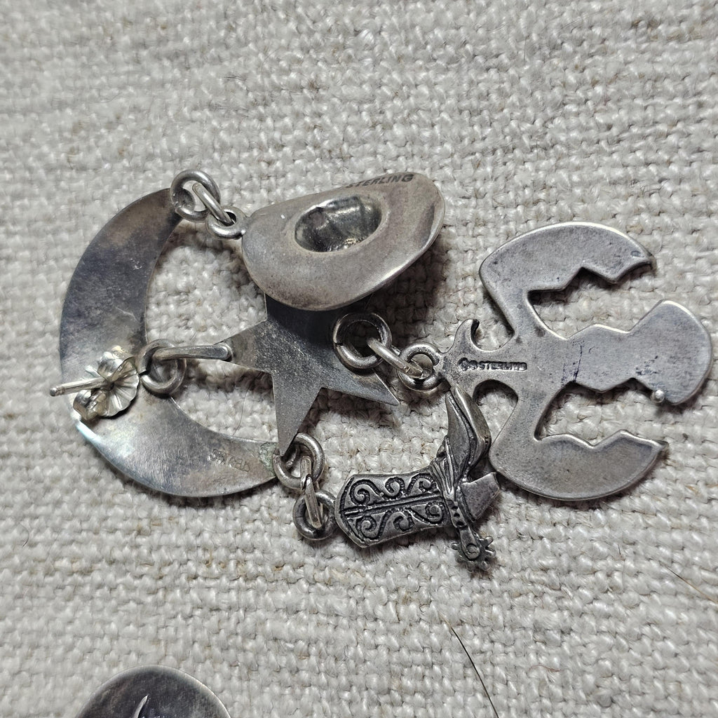 Fabulous Cowgirl Vintage Silver & Turquoise Earrings # JE 648