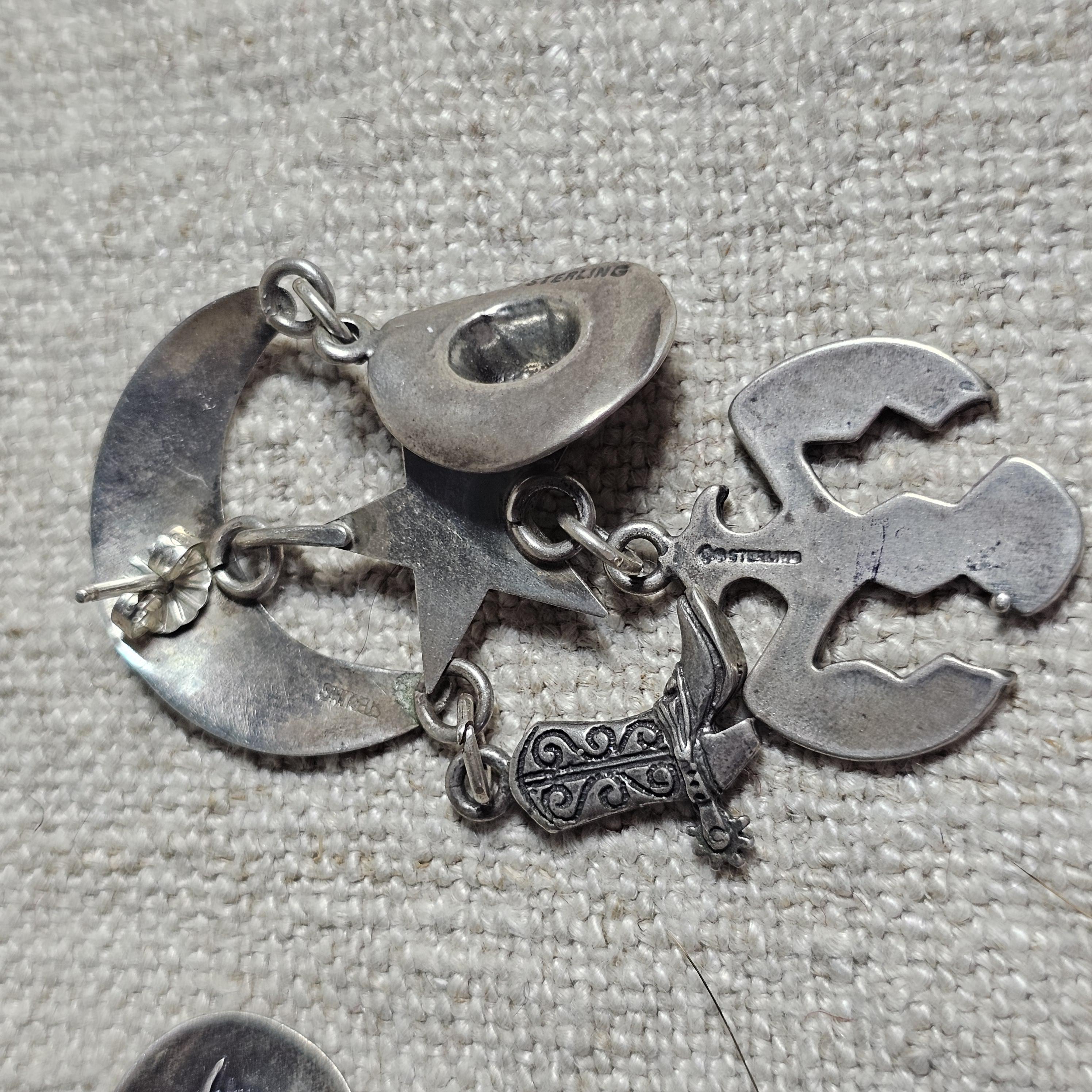 Fabulous Cowgirl Vintage Silver & Turquoise Earrings # JE 648