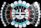 Sunface Zuni Inlay Signed Turquoise Vintage Buckle  Old Pawn JK 215