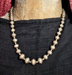 20" Interesting Strand of Graduated Vintage Navajo Pearls Old Pawn Sterling. JN 817