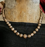 1950s 16"  Vintage Navajo Pearls Graduated Necklace Old Pawn Sterling. JN 815