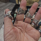 1950s Eagle Onyx Vintage Ring Sterling Old Pawn Size 10 JR 736
