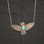 1930s Vintage Thunderbird Blue Turquoise Native Necklace Old Pawn JN 845