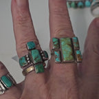 Rectangles of Natural Blue Turquoise Vintage Sterling Ring Size 8 Old Pawn JR 744