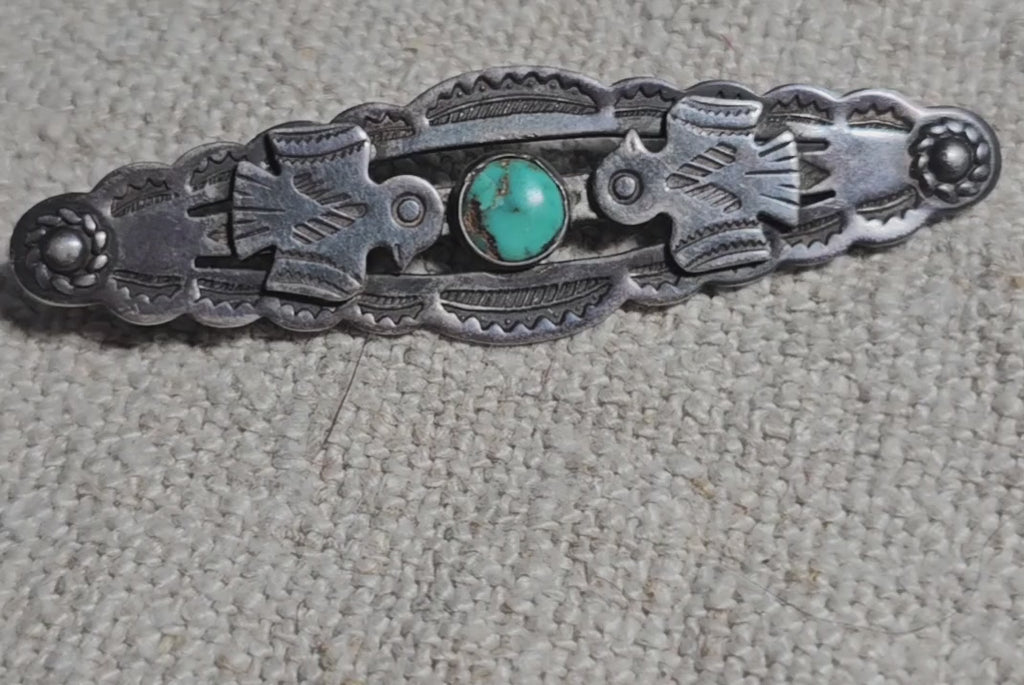 Harvey Thunderbird Vintage Native Pin with Turquoise  JP 203