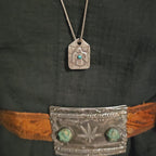 1930s Tag Thunderbird Blue Turquoise Native Necklace Old Pawn JN 846