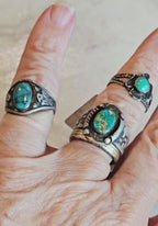 1930s Whirling Log Turquoise Ring size 9. JR 739