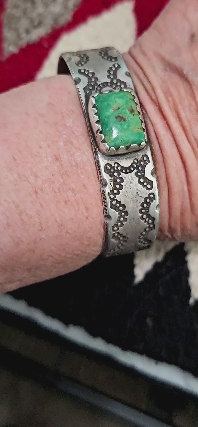 Buffalo Ingot Cuff Green Turquoise Native  fits 7" wrist JB 385