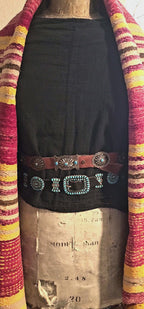 Zuni Signed Vintage Petitpoint Blue Turquoise Concho Belt Sterling Old Pawn. JBL 165