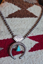 C 1910 Ingot Silver and Turquoise Naja Bead Necklace  JN 703