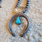 C 1910 Ingot Silver and Turquoise Naja Bead Necklace  JN 703