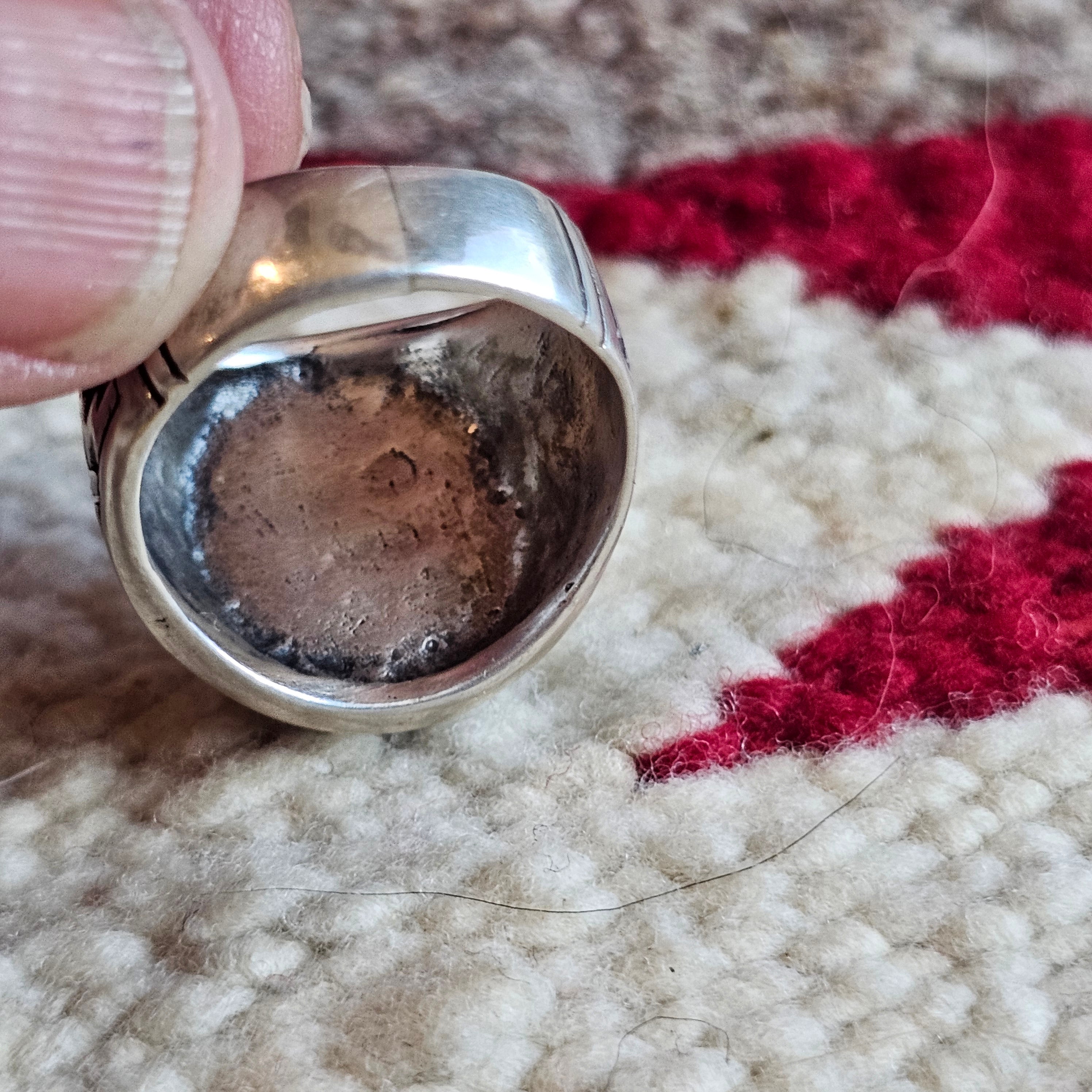 1940s Cast Silver Thunderbird Hopi ring size 9 1/2. JR 785