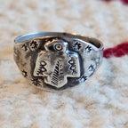 1930s Thunderbird Cigar Band Vintage Ring Sterling Old Pawn Size 9 JR 707