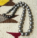 20" Graduated Silver Pearls Necklace Mexico Sterling. C1950s JN 761