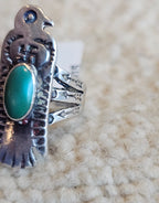 C1930s Thunderbird Shape Vintage Native Ring Turquoise size 5 JR 815