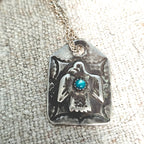 1930s Tag Thunderbird Blue Turquoise Native Necklace Old Pawn JN 846