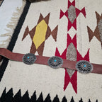 Ortega Signed Vintage Native Concho Belt Sterling & Turquoise Navajo Old Pawn. JBL 164