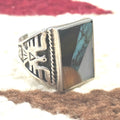 1950s Thunderbird Zuni Inlay Vintage Ring Sterling Old Pawn Size 10 JR 645