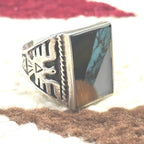 1950s Thunderbird Zuni Inlay Vintage Ring Sterling Old Pawn Size 10 JR 645