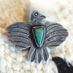 1930s Thunderbird Green Turquoise Pin Old Pawn JP 194