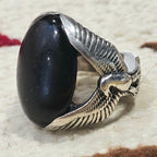 1950s Eagle Onyx Vintage Ring Sterling Old Pawn Size 10 JR 736
